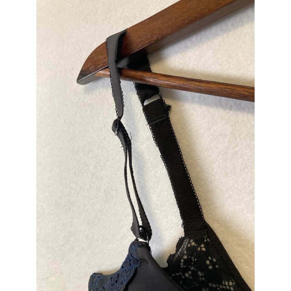 Classic Romantic Maidenform Womes 36D Blk Navy Blue Lace Trim T-Shirt Bra DM7543 - Picture 5 of 7